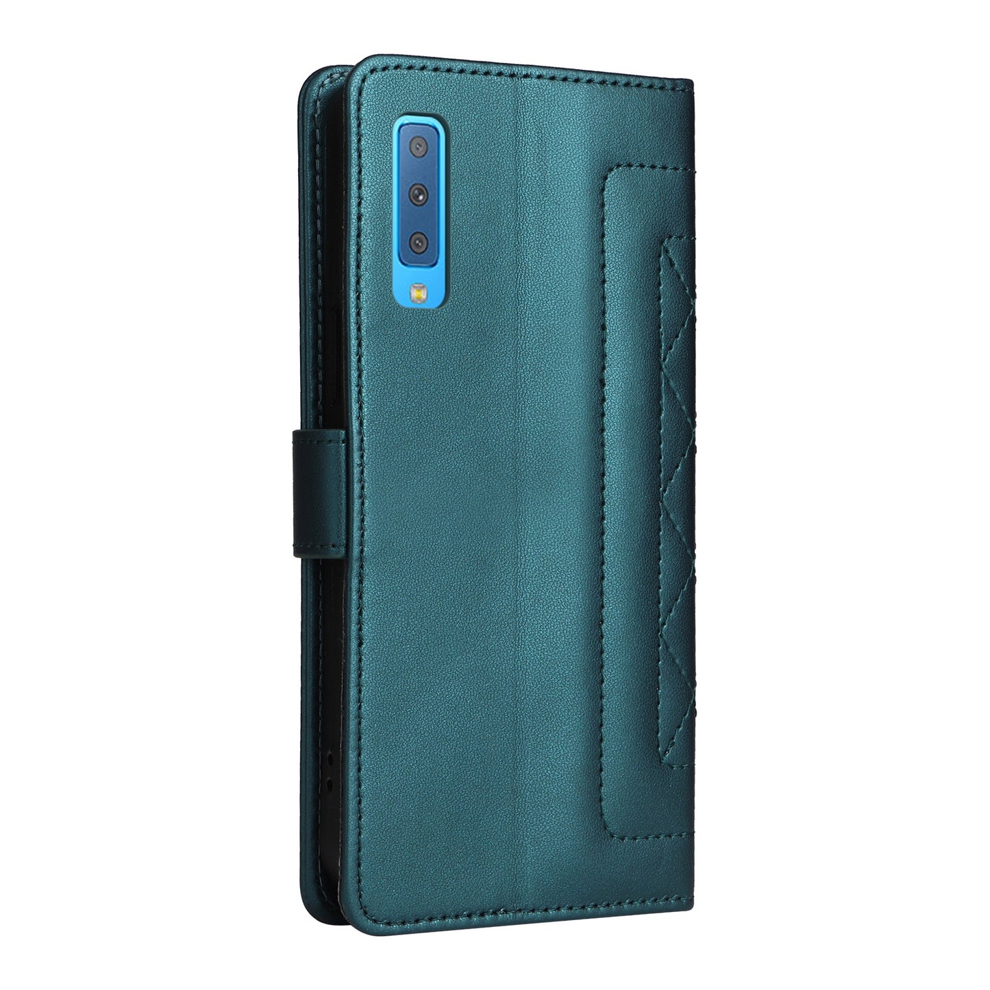 Samsung Galaxy A7 Diamond Lattice Leather Flip Phone Case - Durable and Convenient Holder with Precision Cutouts