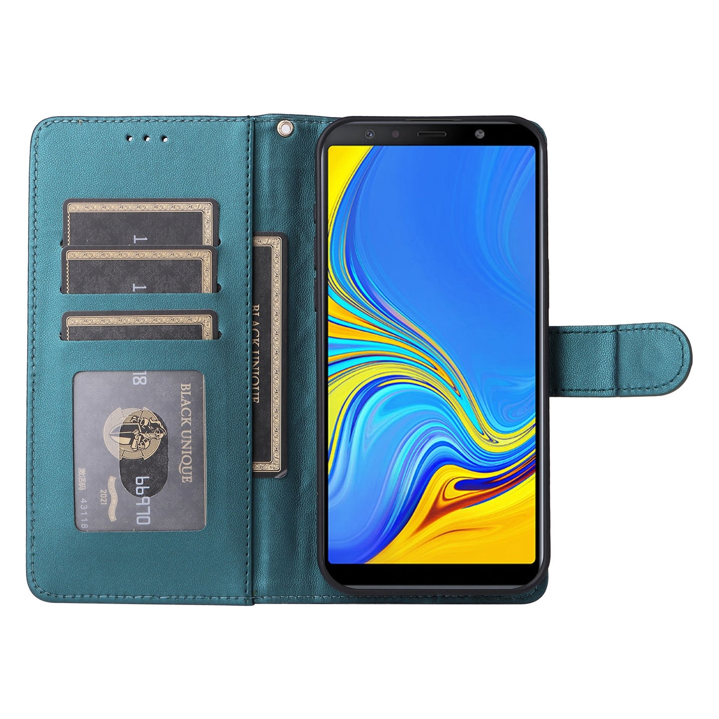 Samsung Galaxy A7 Diamond Lattice Leather Flip Phone Case - Durable and Convenient Holder with Precision Cutouts