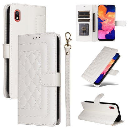 Samsung Galaxy A10 Diamond Lattice Leather Flip Phone Case - Durable and Convenient Holder with Precision Cutouts