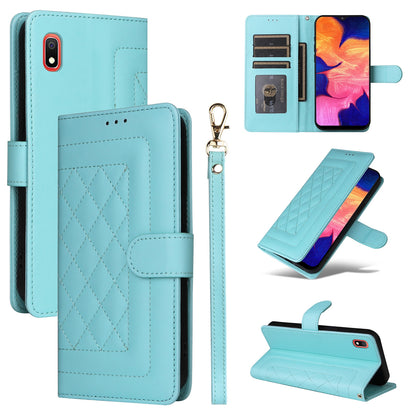 Samsung Galaxy A10 Diamond Lattice Leather Flip Phone Case - Durable and Convenient Holder with Precision Cutouts
