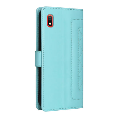 Samsung Galaxy A10 Diamond Lattice Leather Flip Phone Case - Durable and Convenient Holder with Precision Cutouts