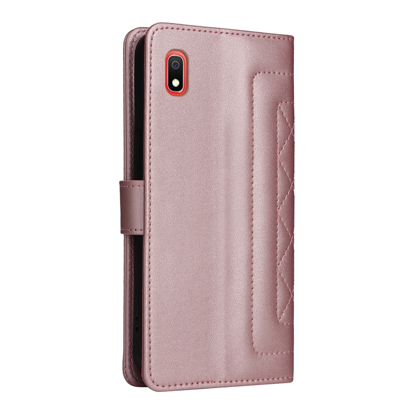 Samsung Galaxy A10 Diamond Lattice Leather Flip Phone Case - Durable and Convenient Holder with Precision Cutouts