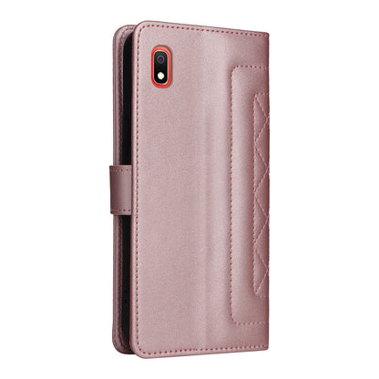 Samsung Galaxy A10 Diamond Lattice Leather Flip Phone Case - Durable and Convenient Holder with Precision Cutouts