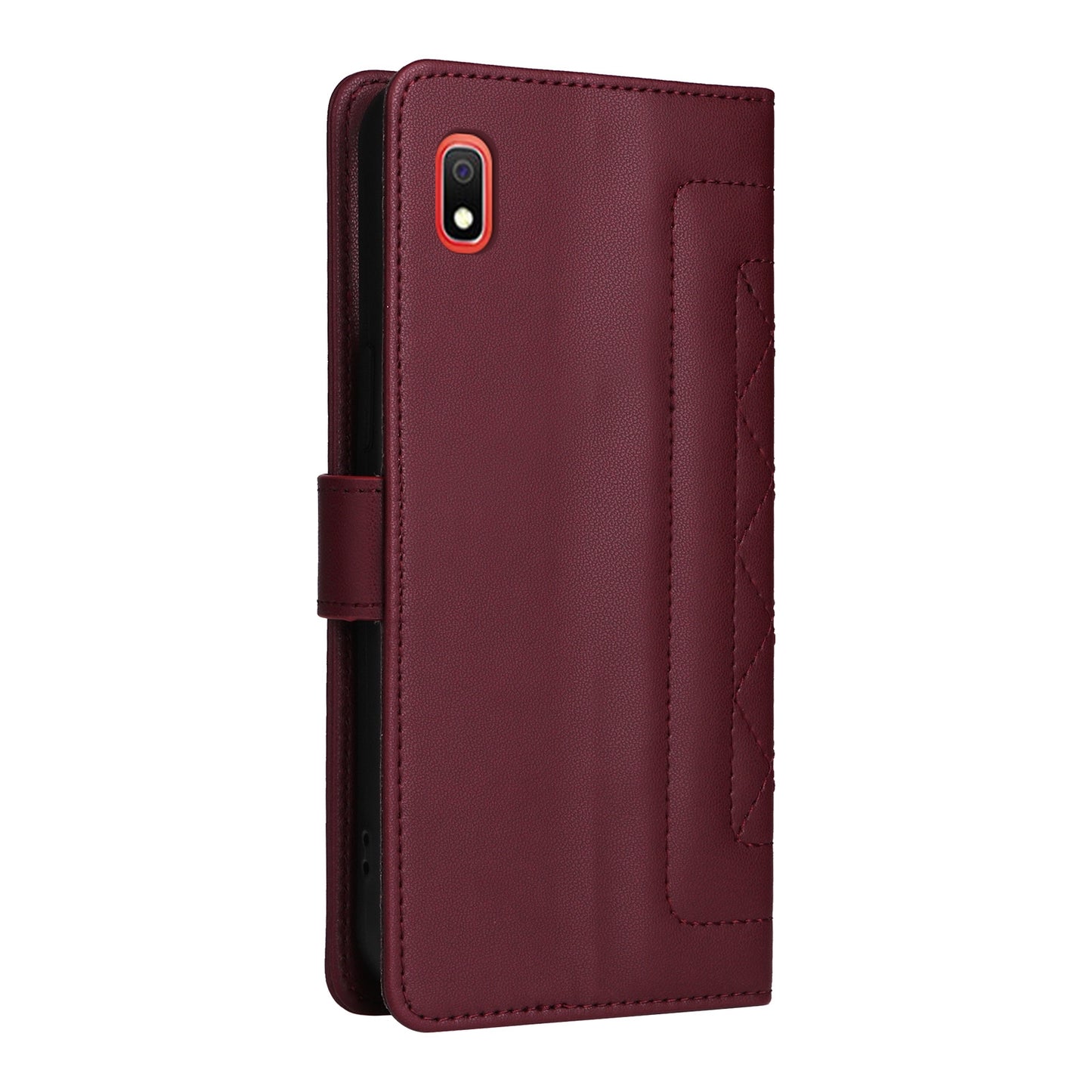 Samsung Galaxy A10 Diamond Lattice Leather Flip Phone Case - Durable and Convenient Holder with Precision Cutouts