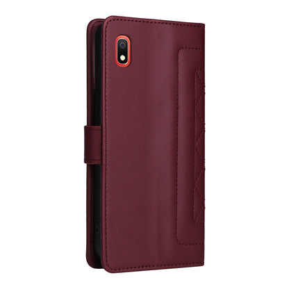Samsung Galaxy A10 Diamond Lattice Leather Flip Phone Case - Durable and Convenient Holder with Precision Cutouts