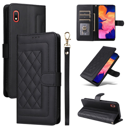 Samsung Galaxy A10 Diamond Lattice Leather Flip Phone Case - Durable and Convenient Holder with Precision Cutouts