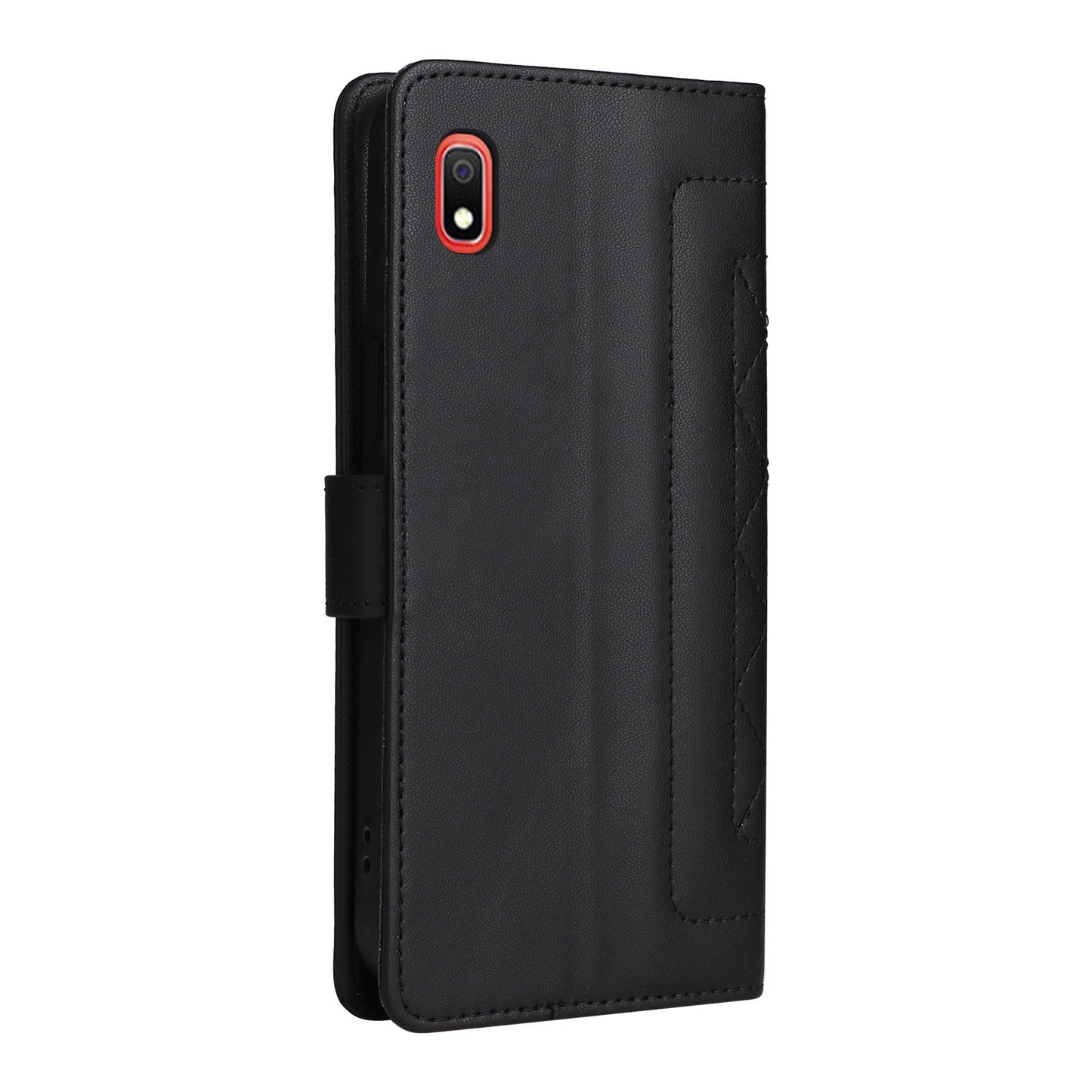 Samsung Galaxy A10 Diamond Lattice Leather Flip Phone Case - Durable and Convenient Holder with Precision Cutouts