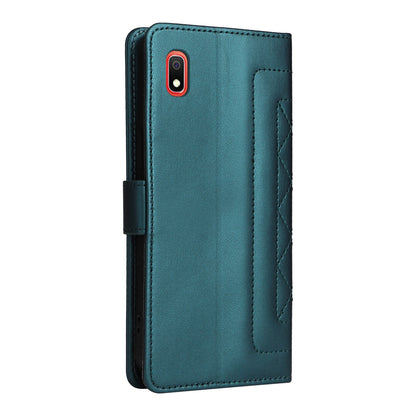 Samsung Galaxy A10 Diamond Lattice Leather Flip Phone Case - Durable and Convenient Holder with Precision Cutouts