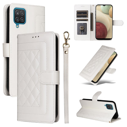 Samsung Galaxy A12 / M12 Diamond Lattice Leather Flip Phone Case - Durable and Convenient Holder with Precision Cutouts