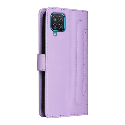 Samsung Galaxy A12 / M12 Diamond Lattice Leather Flip Phone Case - Durable and Convenient Holder with Precision Cutouts