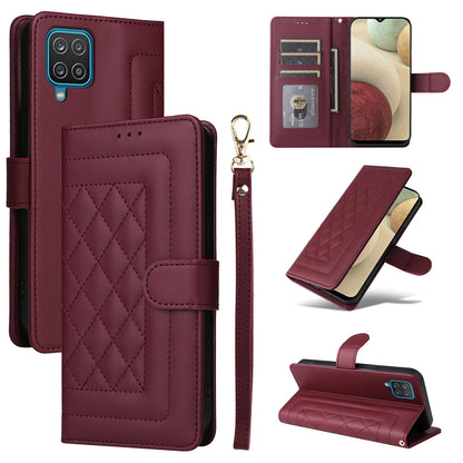 Samsung Galaxy A12 / M12 Diamond Lattice Leather Flip Phone Case - Durable and Convenient Holder with Precision Cutouts