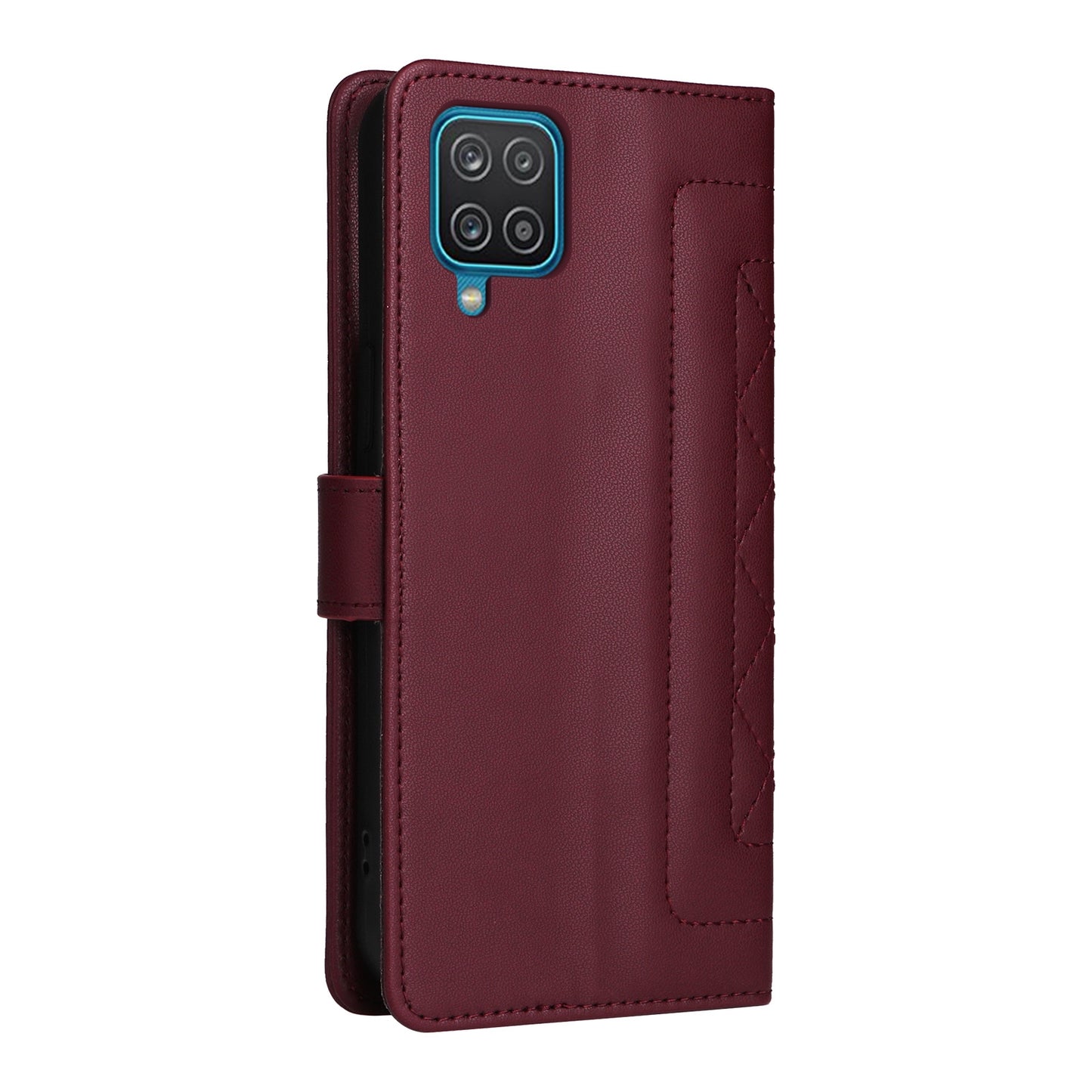 Samsung Galaxy A12 / M12 Diamond Lattice Leather Flip Phone Case - Durable and Convenient Holder with Precision Cutouts