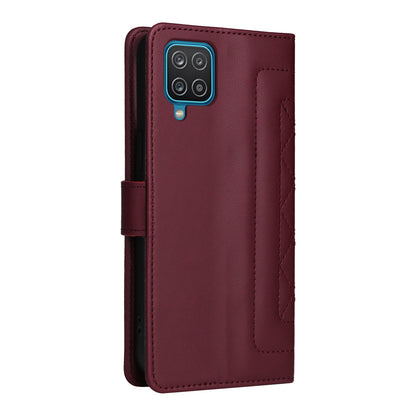 Samsung Galaxy A12 / M12 Diamond Lattice Leather Flip Phone Case - Durable and Convenient Holder with Precision Cutouts