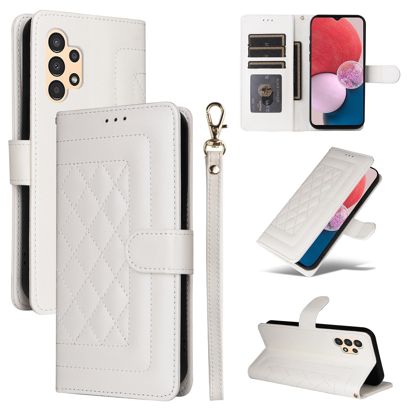 Samsung Galaxy A13 5G / 4G Diamond Lattice Leather Flip Phone Case - Durable and Convenient Holder with Precision Cutouts