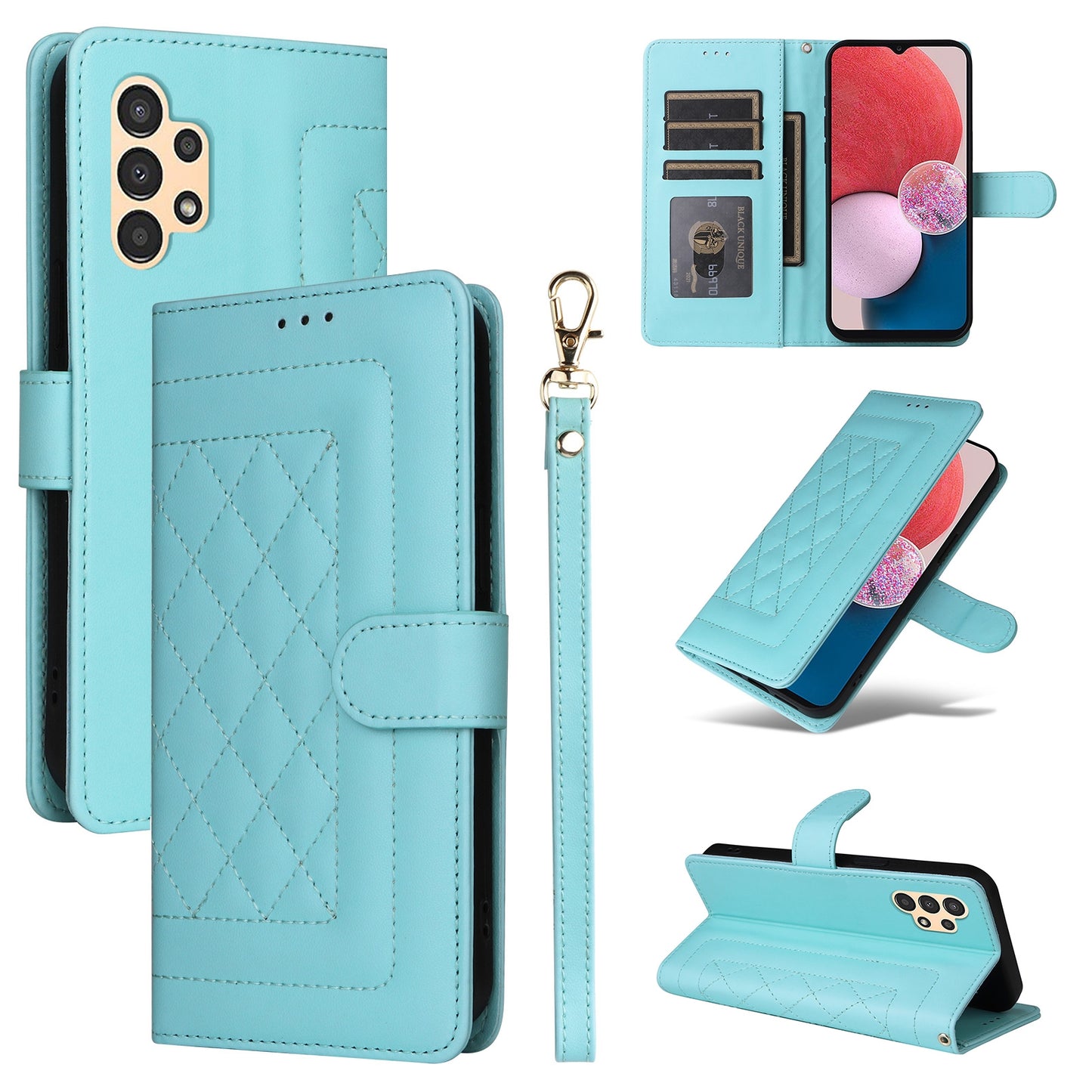 Samsung Galaxy A13 5G / 4G Diamond Lattice Leather Flip Phone Case - Durable and Convenient Holder with Precision Cutouts