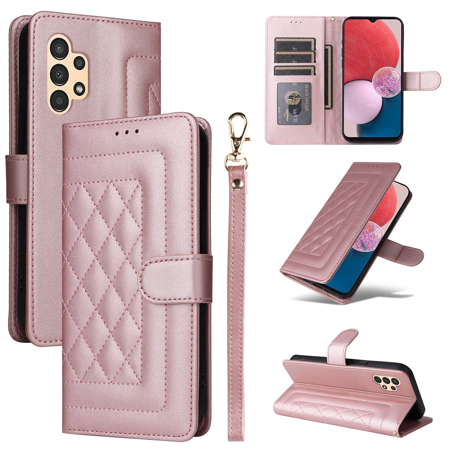 Samsung Galaxy A13 5G / 4G Diamond Lattice Leather Flip Phone Case - Durable and Convenient Holder with Precision Cutouts