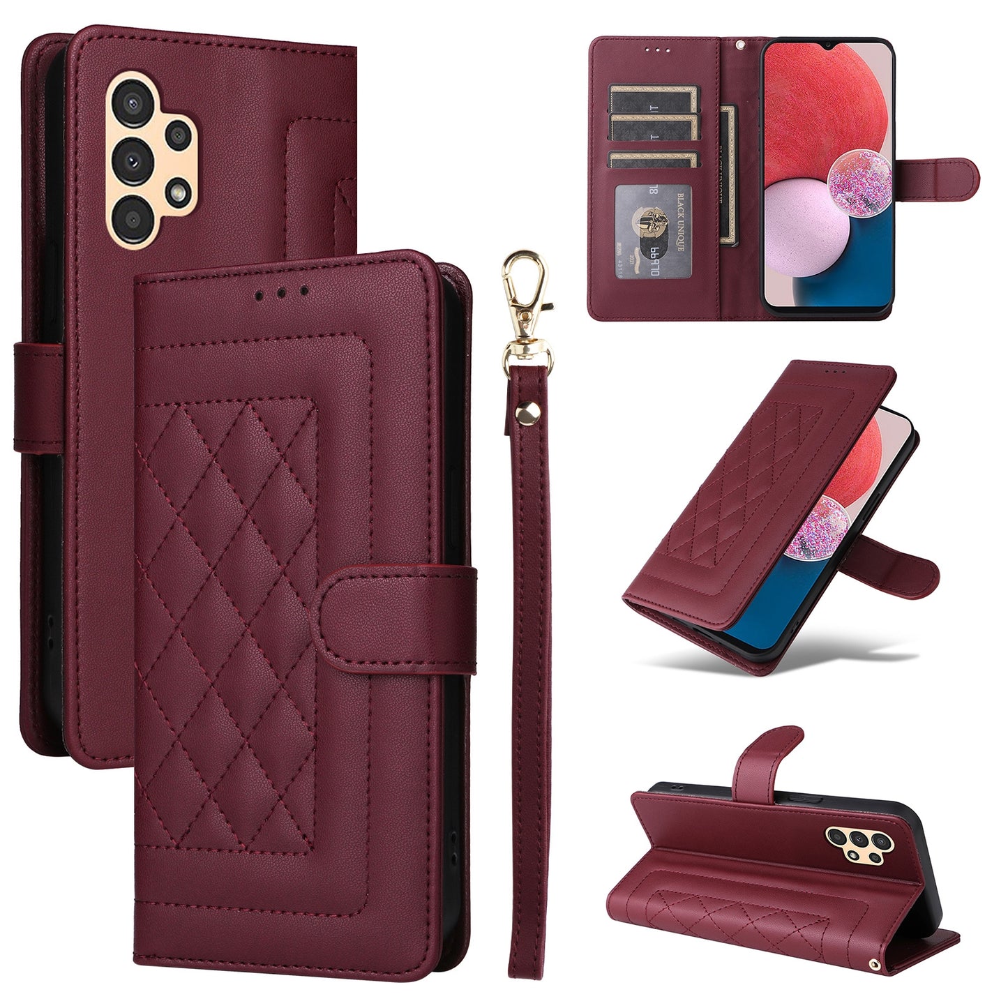 Samsung Galaxy A13 5G / 4G Diamond Lattice Leather Flip Phone Case - Durable and Convenient Holder with Precision Cutouts
