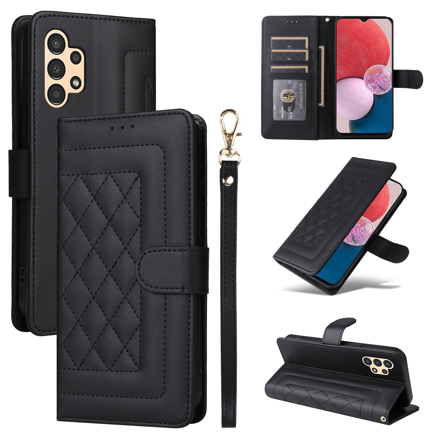 Samsung Galaxy A13 5G / 4G Diamond Lattice Leather Flip Phone Case - Durable and Convenient Holder with Precision Cutouts