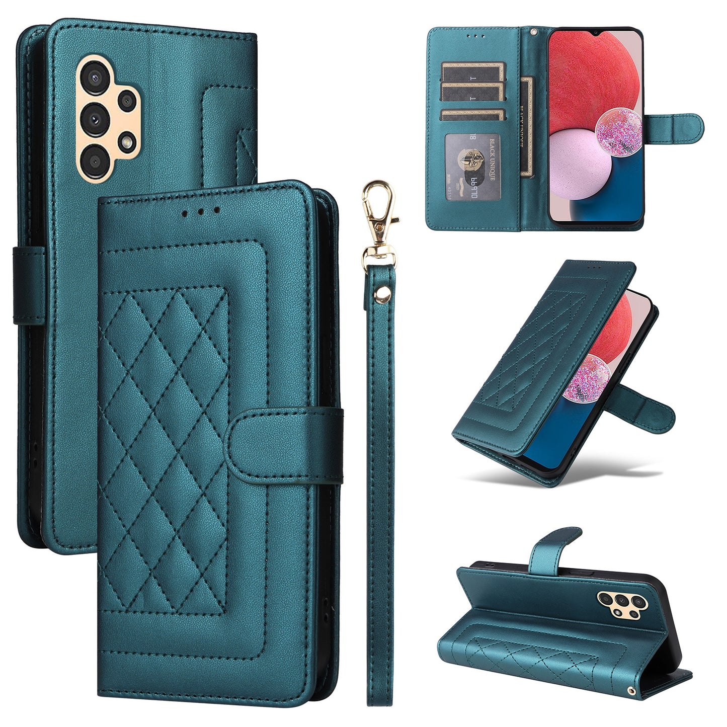 Samsung Galaxy A13 5G / 4G Diamond Lattice Leather Flip Phone Case - Durable and Convenient Holder with Precision Cutouts