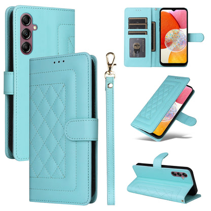Samsung Galaxy A14 5G / 4G Diamond Lattice Leather Flip Phone Case - Durable and Convenient Holder with Precision Cutouts