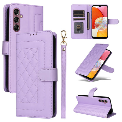Samsung Galaxy A14 5G / 4G Diamond Lattice Leather Flip Phone Case - Durable and Convenient Holder with Precision Cutouts