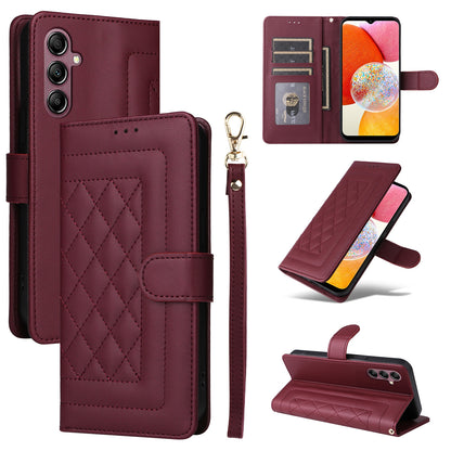 Samsung Galaxy A14 5G / 4G Diamond Lattice Leather Flip Phone Case - Durable and Convenient Holder with Precision Cutouts