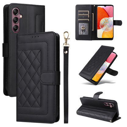 Samsung Galaxy A14 5G / 4G Diamond Lattice Leather Flip Phone Case - Durable and Convenient Holder with Precision Cutouts