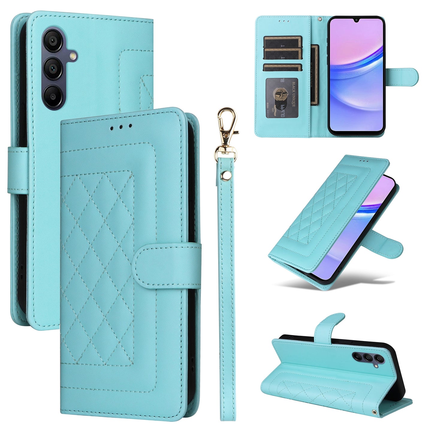 Samsung Galaxy A15 5G / 4G Diamond Lattice Leather Flip Phone Case - Durable and Convenient Holder with Precision Cutouts