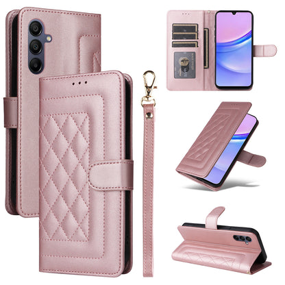 Samsung Galaxy A15 5G / 4G Diamond Lattice Leather Flip Phone Case - Durable and Convenient Holder with Precision Cutouts