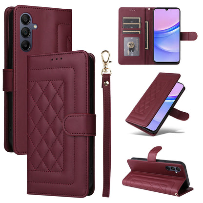 Samsung Galaxy A15 5G / 4G Diamond Lattice Leather Flip Phone Case - Durable and Convenient Holder with Precision Cutouts