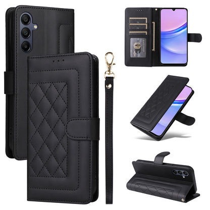 Samsung Galaxy A15 5G / 4G Diamond Lattice Leather Flip Phone Case - Durable and Convenient Holder with Precision Cutouts