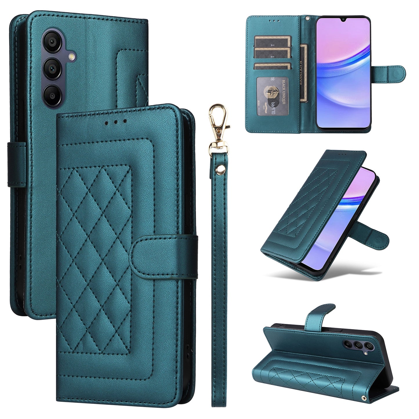 Samsung Galaxy A15 5G / 4G Diamond Lattice Leather Flip Phone Case - Durable and Convenient Holder with Precision Cutouts