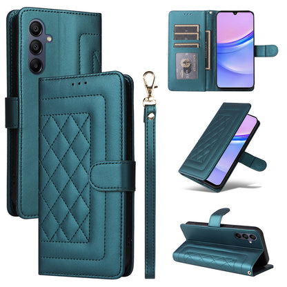 Samsung Galaxy A15 5G / 4G Diamond Lattice Leather Flip Phone Case - Durable and Convenient Holder with Precision Cutouts