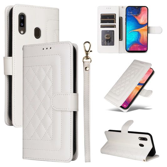 Samsung Galaxy A20 / A30 Diamond Lattice Leather Flip Phone Case - Durable and Convenient Holder with Precision Cutouts