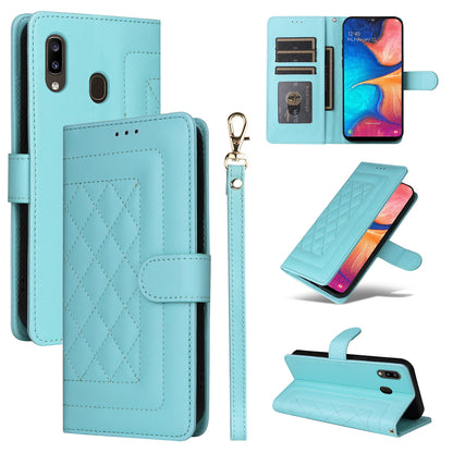 Samsung Galaxy A20 / A30 Diamond Lattice Leather Flip Phone Case - Durable and Convenient Holder with Precision Cutouts