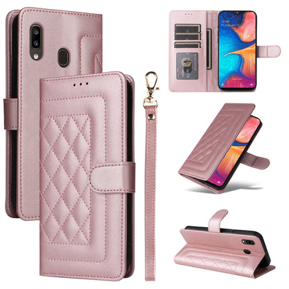 Samsung Galaxy A20 / A30 Diamond Lattice Leather Flip Phone Case - Durable and Convenient Holder with Precision Cutouts