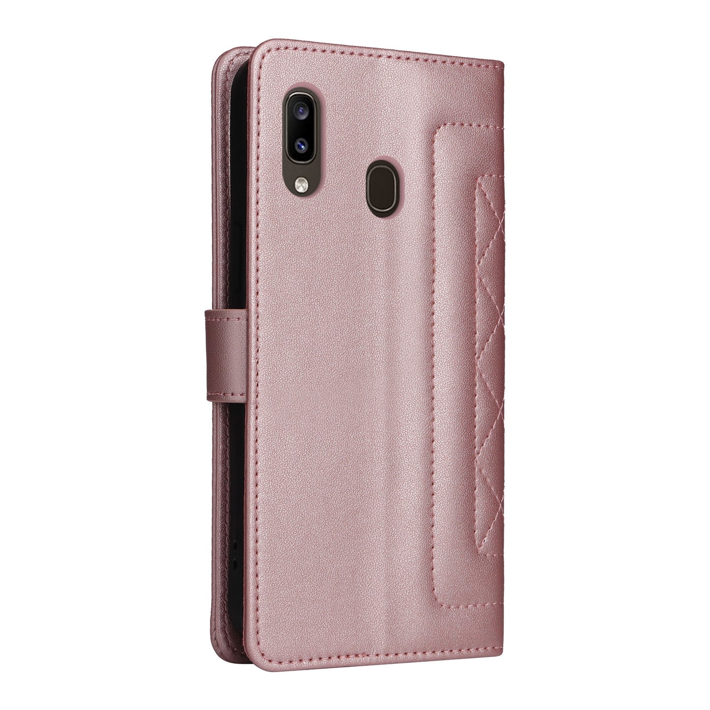 Samsung Galaxy A20 / A30 Diamond Lattice Leather Flip Phone Case - Durable and Convenient Holder with Precision Cutouts