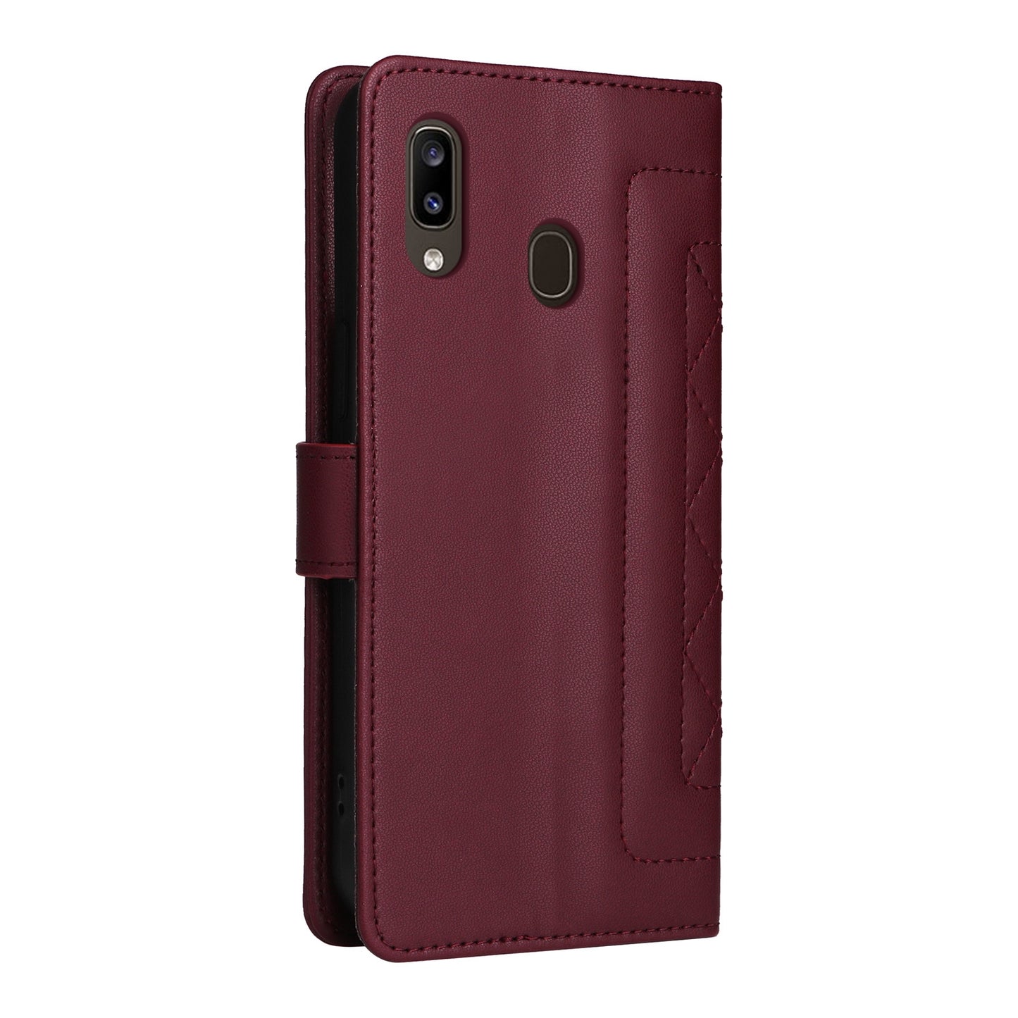 Samsung Galaxy A20 / A30 Diamond Lattice Leather Flip Phone Case - Durable and Convenient Holder with Precision Cutouts