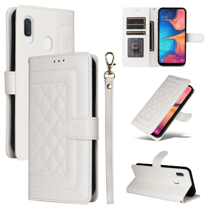 Samsung Galaxy A20e Diamond Lattice Leather Flip Phone Case - Durable and Convenient Holder with Precision Cutouts
