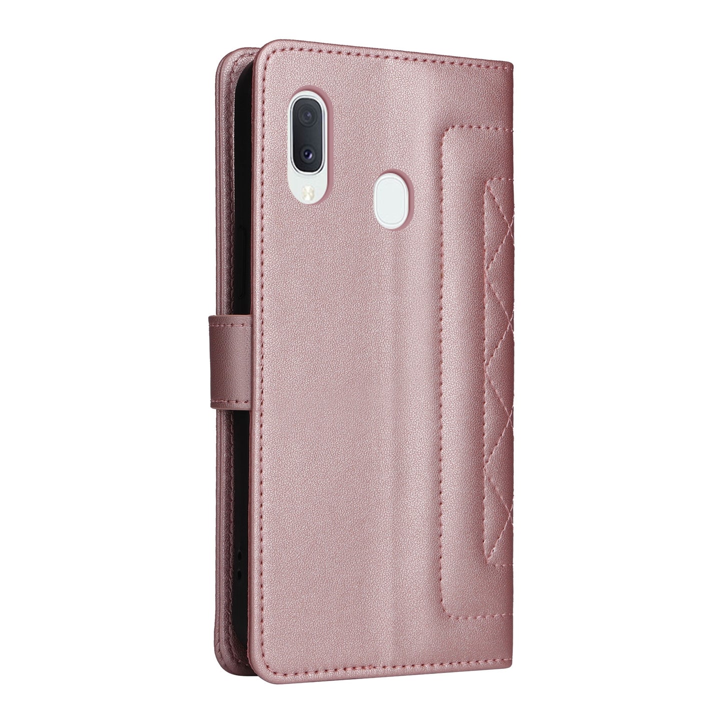 Samsung Galaxy A20e Diamond Lattice Leather Flip Phone Case - Durable and Convenient Holder with Precision Cutouts