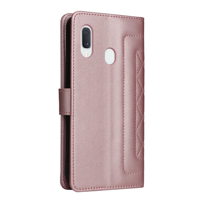 Samsung Galaxy A20e Diamond Lattice Leather Flip Phone Case - Durable and Convenient Holder with Precision Cutouts