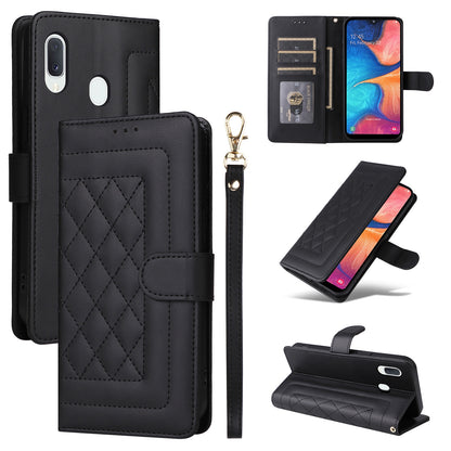 Samsung Galaxy A20e Diamond Lattice Leather Flip Phone Case - Durable and Convenient Holder with Precision Cutouts