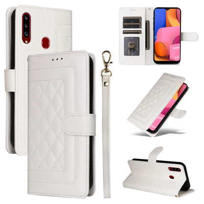 Samsung Galaxy A20s Diamond Lattice Leather Flip Phone Case - Durable and Convenient Holder with Precision Cutouts