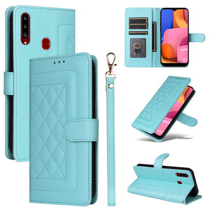 Samsung Galaxy A20s Diamond Lattice Leather Flip Phone Case - Durable and Convenient Holder with Precision Cutouts