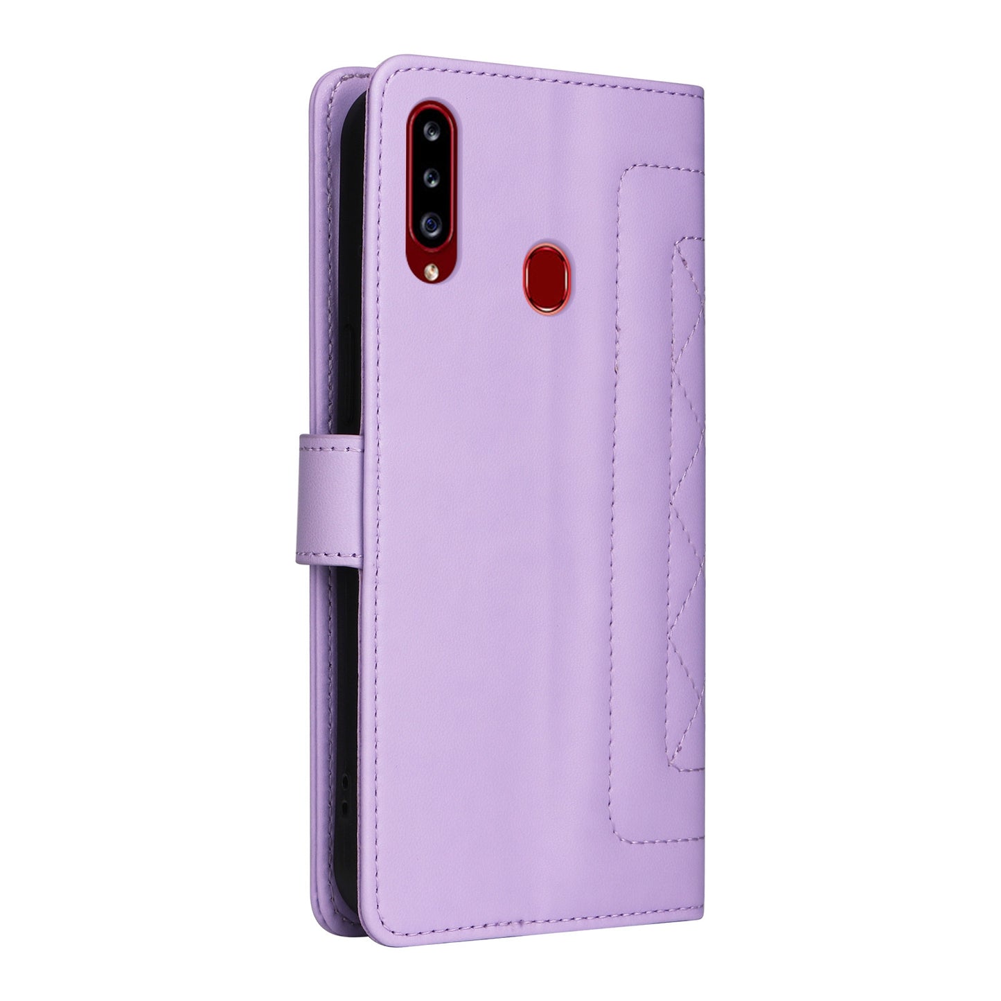 Samsung Galaxy A20s Diamond Lattice Leather Flip Phone Case - Durable and Convenient Holder with Precision Cutouts