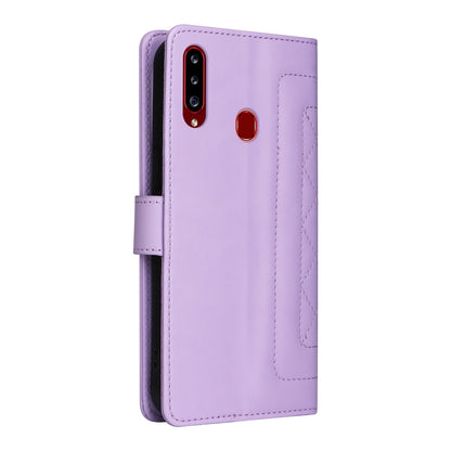 Samsung Galaxy A20s Diamond Lattice Leather Flip Phone Case - Durable and Convenient Holder with Precision Cutouts