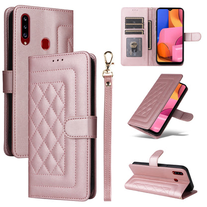 Samsung Galaxy A20s Diamond Lattice Leather Flip Phone Case - Durable and Convenient Holder with Precision Cutouts