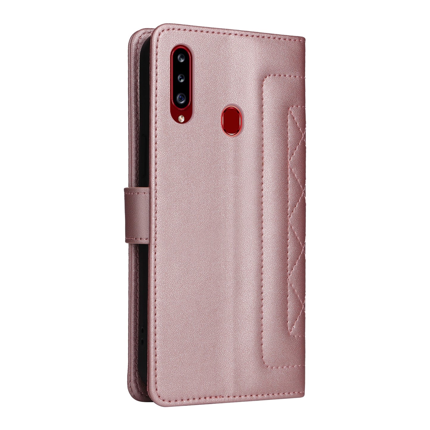 Samsung Galaxy A20s Diamond Lattice Leather Flip Phone Case - Durable and Convenient Holder with Precision Cutouts