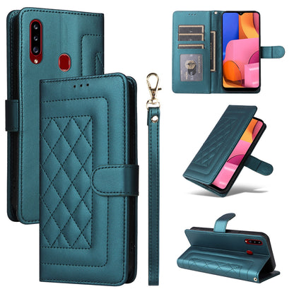 Samsung Galaxy A20s Diamond Lattice Leather Flip Phone Case - Durable and Convenient Holder with Precision Cutouts