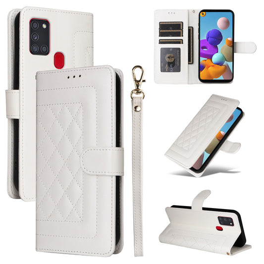 Samsung Galaxy A21s Diamond Lattice Leather Flip Phone Case - Durable and Convenient Holder with Precision Cutouts